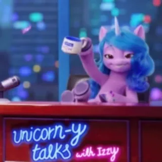 👄 Izzy Moonbow My Little Pony: Make Your Mark unicorn-y talks with Izzy マイリトルポニー, ユニコーン, ポニー, メイクユアマーク, イジー・ムーンボウ telegram sticker