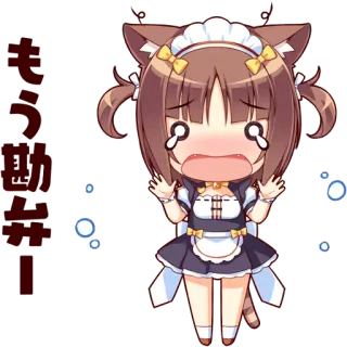 😩 カオスを卸載 ネコぱら, アニメ, 猫耳, ちびキャラ, メイド telegram sticker