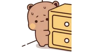🫖 oso, dibujos animados, lindo, kawaii, escondido, muebles telegram sticker