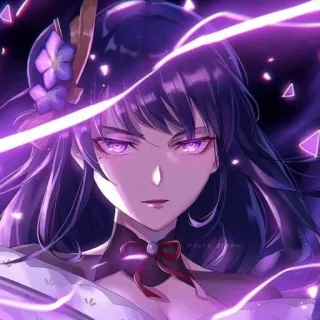 🤨 Raiden Shogun Genshin Impact Anime, Violet, Raiden Shogun, Genshin Impact, Personnage de jeu vidéo whatsapp sticker