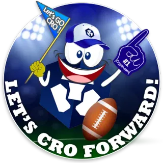 🏈 Let's GO CRO! Let's CRO Forward! futebol, esportes, torcida, crypto.com, fã, desenho animado telegram sticker