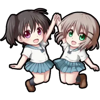 😍 Anime, Dessin animé, Filles, Chibi, Mignon, Amitié, Personnages telegram sticker