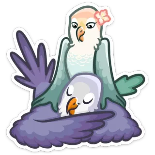👐 oiseaux, inséparables, animaux, mignon, autocollant, floral, inséparable à face rose, dessin whatsapp sticker
