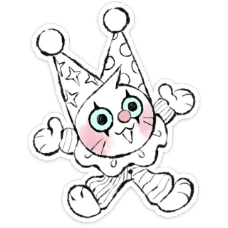 🐱 Clown, Cartoon, Sticker, Zeichnung, Süß, Kunst whatsapp sticker