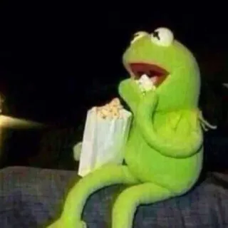 🍿 Kermit the Frog Kermit, rana, muppet, comiendo, palomitas, snack telegram sticker