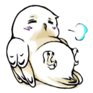 😬 owl, cute, bird, cartoon, animal, sleepy, moon telegram sticker