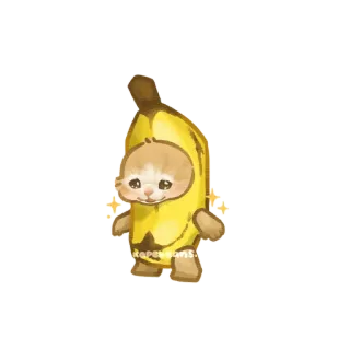 🥺 rarepuans kucing, pisang, hewan, imut, kawaii, buah, menggemaskan whatsapp sticker