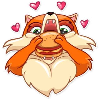 🍔 fox, sandwich, cartoon, food, love, animal telegram sticker