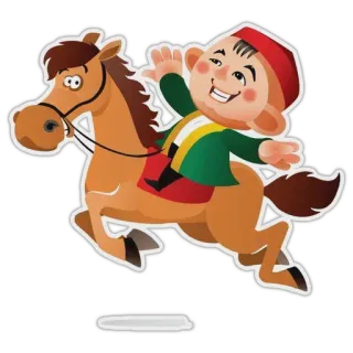 🏇 말, 아이, 만화, 소년, 동물, 승마 whatsapp sticker