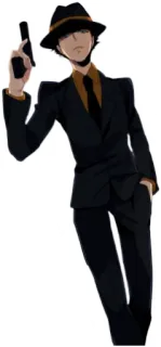 😎 Anime, Pistola, Completo, Cappello, Personaggio, Uomo telegram sticker