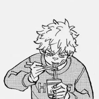 🎭 comiendo, fideos, anime, manga, palillos, personaje whatsapp sticker