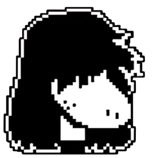 😐 pixel art, sad, black and white telegram sticker