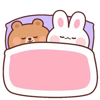 🍭 Медведь, Заяц, Спящий, Кровать, Милый, Животные whatsapp sticker