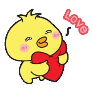 ❤ Love милый, любовь, мультфильм, желтый цыпленок, сердце whatsapp sticker