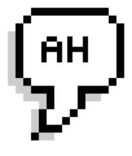 🥵 AH spraakballon, pixel art, AH, uitroepteken whatsapp sticker