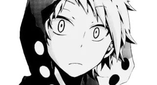 😶 anime, manga, portrait, black and white, cartoon telegram sticker