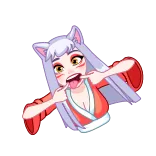 🤪 애니메이션, 고양이 귀, 귀여운, 스티커, 여성, 혀 telegram sticker