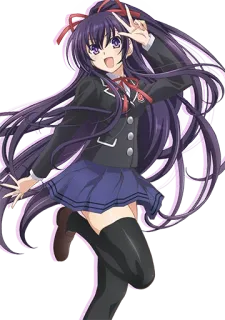 😏 Anime, Garota, Uniforme escolar, Sinal de paz, Cabelo roxo telegram sticker