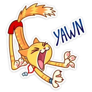 🥱 YAWN gato, bostezando, dormilón, dibujos animados, animal, cansado, lindo, pegatina whatsapp sticker