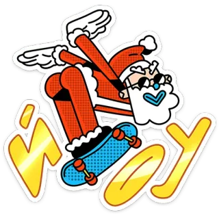 🎅 Santa Claus Wooy ซานตาคลอส, สเก็ตบอร์ด, คริสต์มาส, วันหยุด, การ์ตูน, wooy telegram sticker