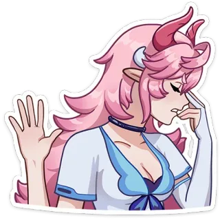 🤦‍♀️ anime girl, elf, pink hair, horns, sticker telegram sticker