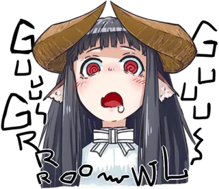 🤤 GRRROOOOWL anime, girl, demon, horns, growl, cartoon, cute, monster telegram sticker