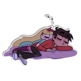 🥰 Star Butterfly การ์ตูน, นอนหลับ, มิตรภาพ, น่ารัก, คู่รัก, งีบหลับ telegram sticker