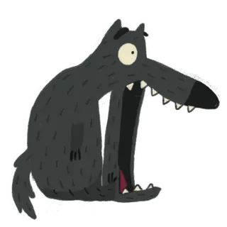 😱 wilk, zwierzę, kreskówka, postać telegram sticker
