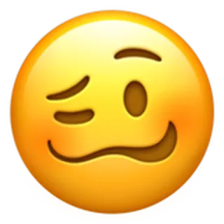 🥴 이모지, 윙크, 노란색, 얼굴 telegram sticker