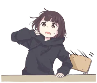 😨 Anime, Desenho animado, Escola, Escrivaninha, Chateado, Estudante telegram sticker