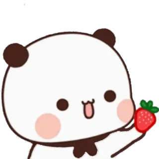 🍓 แพนด้า, น่ารัก, สัตว์, สตรอเบอร์รี่, การ์ตูน telegram sticker