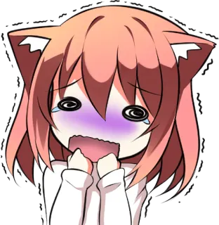 😫 anime, orelhas de gato, triste, chorando, envergonhado, emocional, kawaii telegram sticker