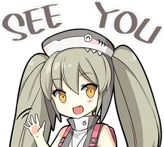 👋 SEE YOU Anime, Fille, Requin, À bientôt, Adieu, Au revoir, Mignon whatsapp sticker