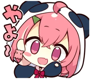 😊 やあ Anime, Dessin animé, Mignon, Fille, Panda, Salutations telegram sticker