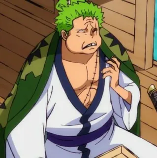 🌊 Zoro One Piece Anime, Narbe, grüne Haare, Schwertkämpfer, pausbackig telegram sticker