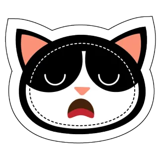 😔 chat, animal, endormi, fatigué, mignon, dessin animé whatsapp sticker