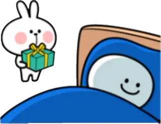 🎁 rabbit, cartoon, gift, cute, present, sleeping telegram sticker