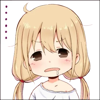 😑 Fille anime, Mignon, Gêné(e), Kawaii, Bavant(e) whatsapp sticker