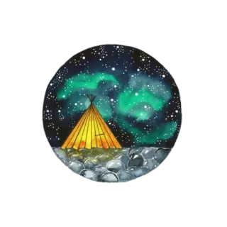 💫 teepee, night sky, aurora borealis, northern lights, stars, nature, camping telegram sticker