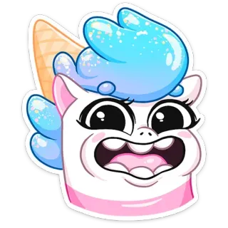🤪 Unicórnio, Sorvete, Desenho animado, Fofo, Engraçado telegram sticker