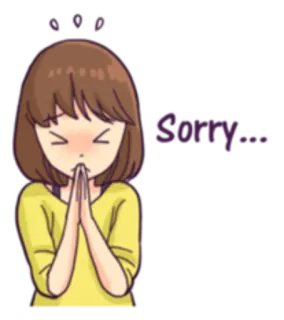 😔 Sorry... извинения, прости, милый, мультик, девочка, умоляющий telegram sticker