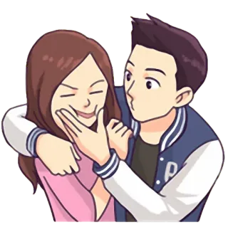😒 casal, amor, romance, desenho animado, abraço, afeição, relacionamento telegram sticker