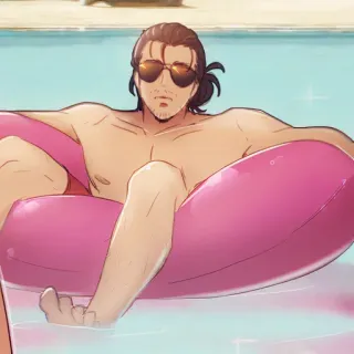 😎 homem, piscina, óculos de sol, inflável, desenho animado telegram sticker
