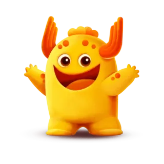 🤗 mostro, giallo, cartone animato, carino, felice, arancione, amichevole telegram sticker