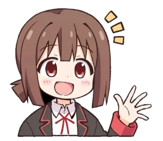 😀 anime, gadis, melambai, imut, bahagia telegram sticker