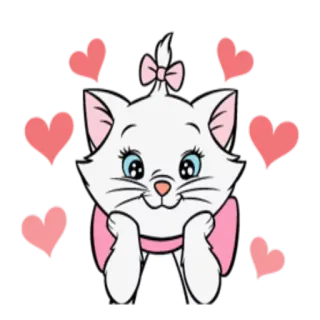 😍 Marie The Aristocats gato, gatito, lindo, corazones, dibujos animados, Disney, Los Aristogatos, Marie telegram sticker