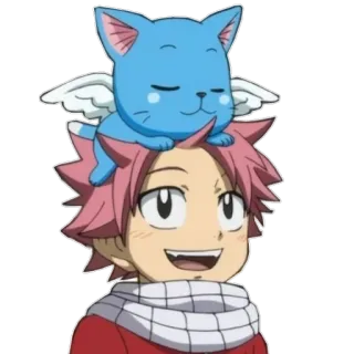 😄 Natsu Dragneel Fairy Tail Anime, Fairy Tail, Natsu, Happy, Desenho animado, Animação telegram sticker