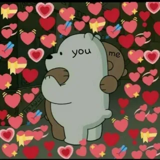 ✨ you me cartoon, bears, love, hearts, hug, friendship telegram sticker