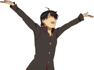 🙌 anime, smiling, happy, celebratory, arms raised telegram sticker