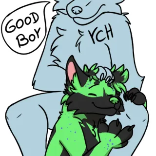 🤗 GOOD BOY YCH furry, fursuit, anthropomorphic, cute, dog, wolf, canine, ych, good boy, petting telegram sticker